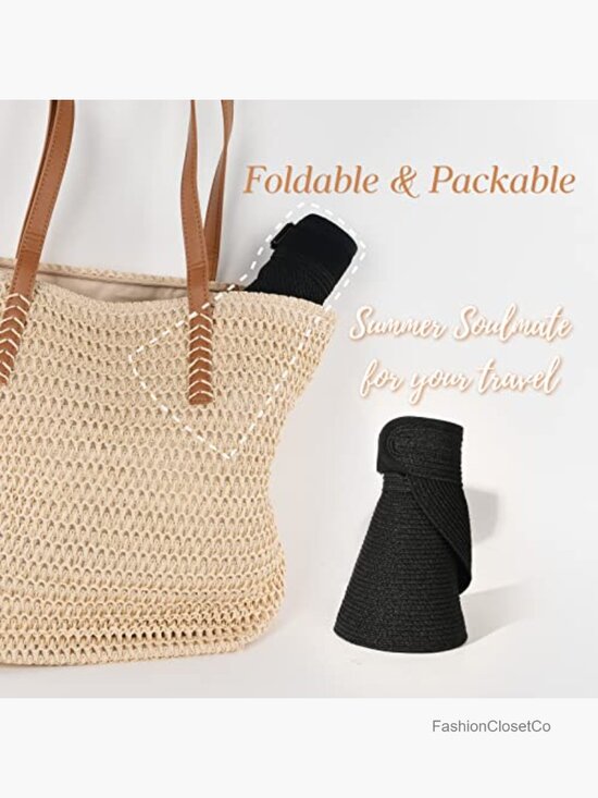 Straw Sun Visor Hat with UPF 80+ Protection, Packable & Adjustable for Travel main image 6